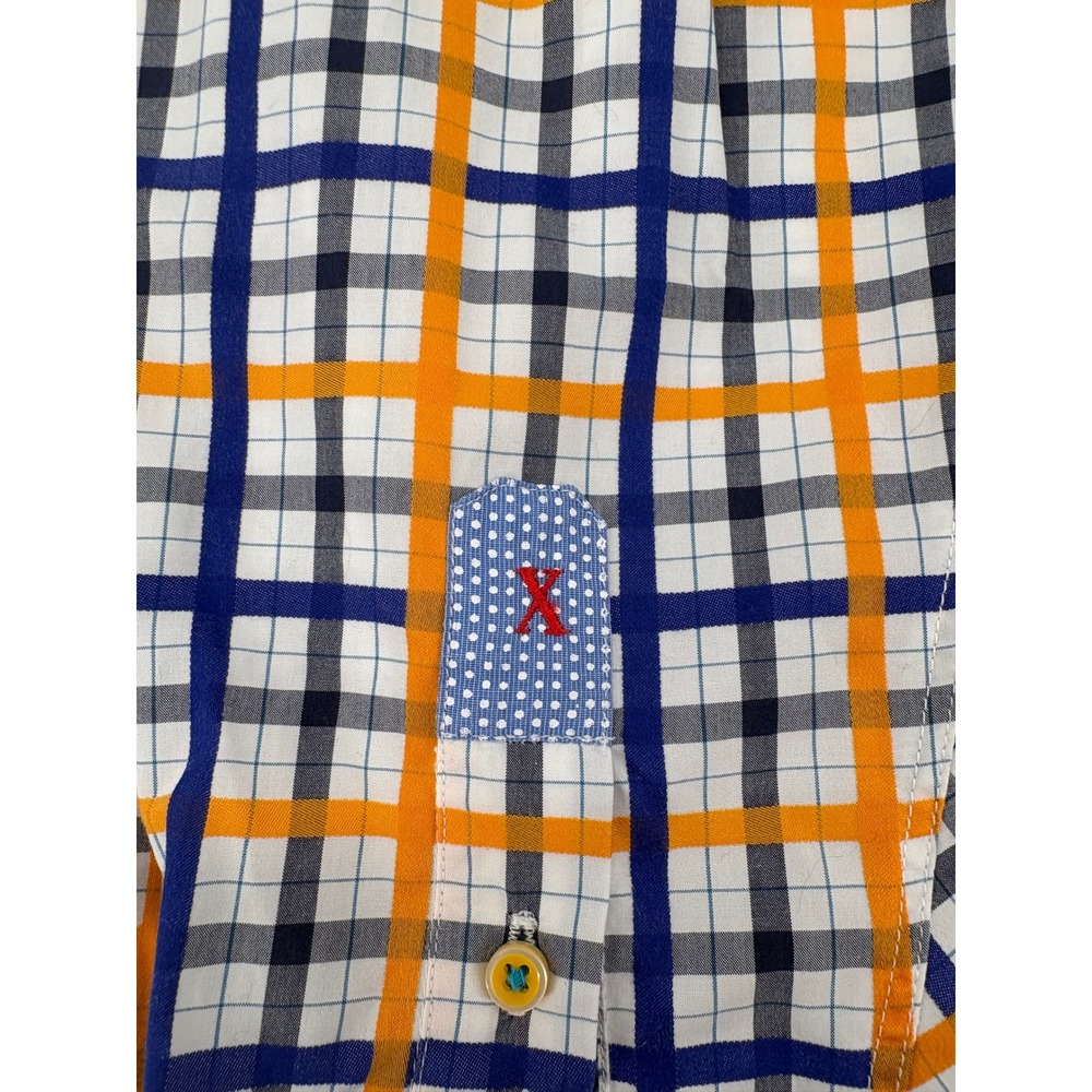 Robert Graham Men's L/G Plaid Long Sleeve Button Up Shirt Orange Navy Green - Picture 10 of 11